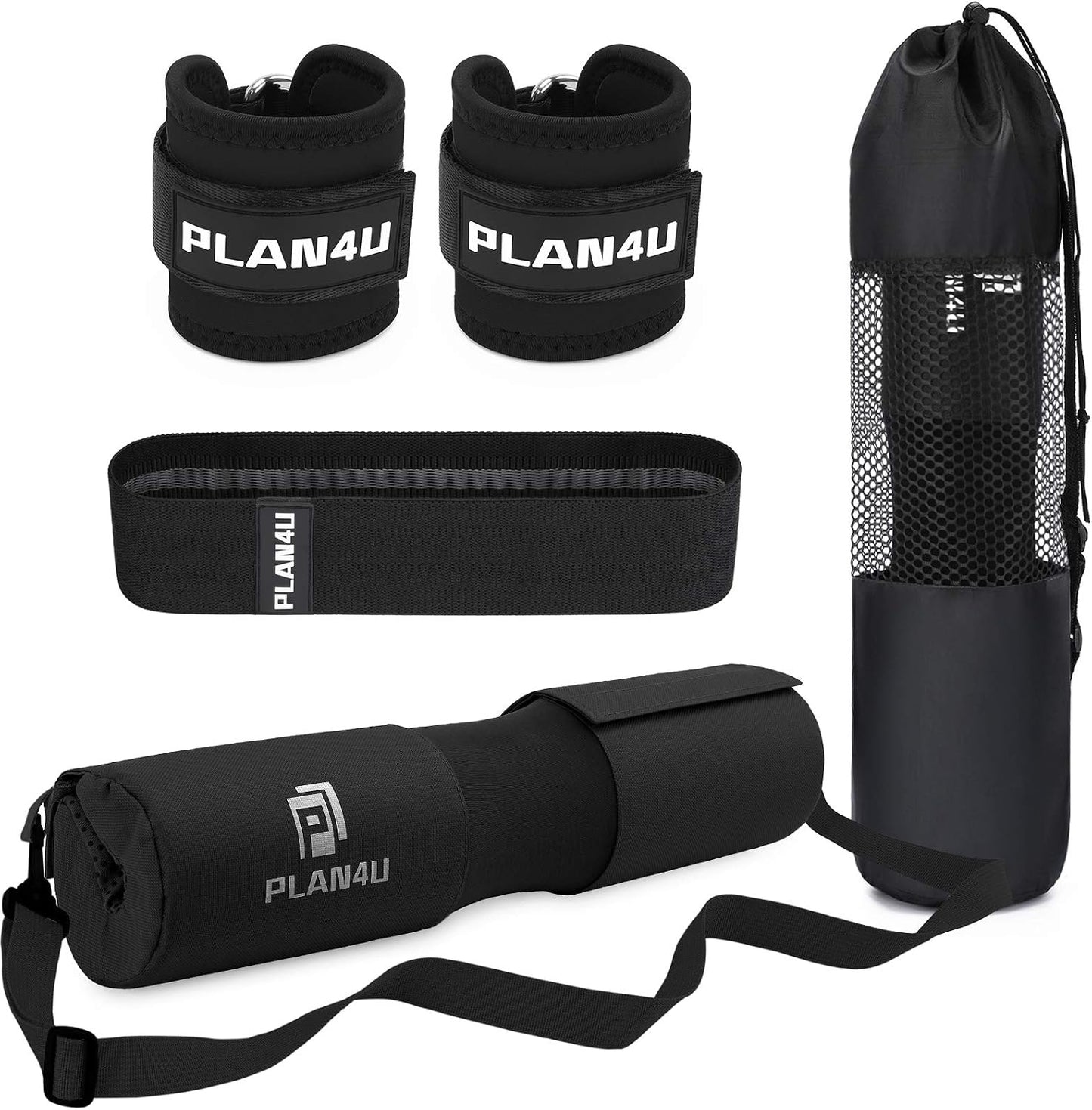 Barbell Pad Set for Squat Hip Thrusts Upgraded Anti-Slip Grain | Breathable, Workout Foam, Weight Lifting Bar Cushion, Shoulder Neck Support, Standard Olympic Bars, Smith Machine, Women/Men