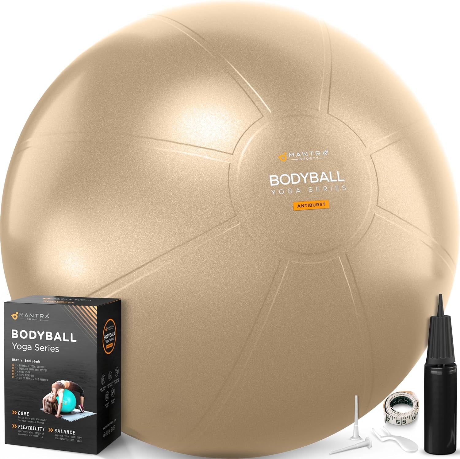 Exercise Ball – Yoga Ball for Pilates & Fitness - Birthing for Pregnancy, Stability, Core, Balance, Therapy for Physical Rehab, Workout for Home Gym & Office Chair, Fast Pump Included