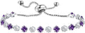 Elegant Birthstone Tennis Bracelet for Women in Silver with Cubic Zirconia, Adjustable Slider Design - Perfect Gift for Christmas, Birthdays, Anniversaries, and Friendship for Moms, Wives, and Girlfriends.