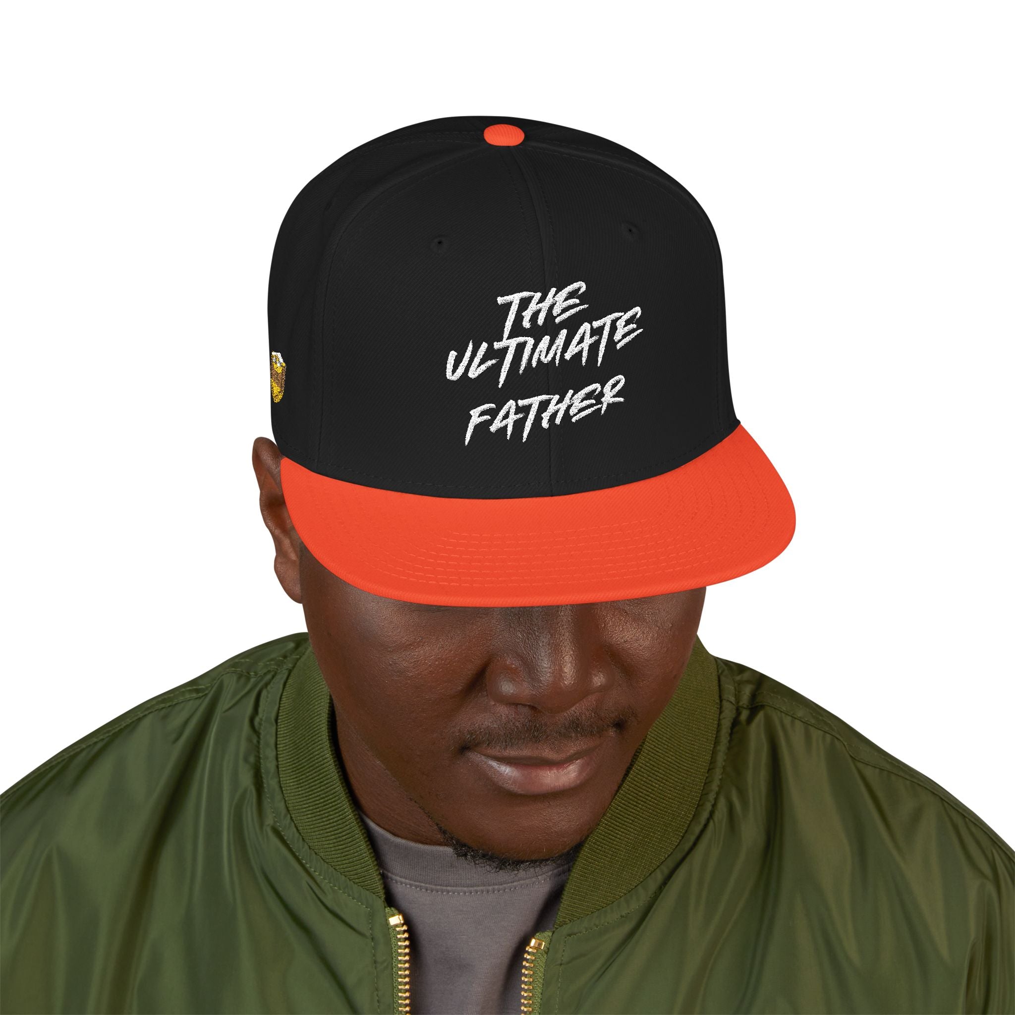 Snapback Hat — Embroidered “The Ultimate Father” Dad Cap with Gold Heart Accent