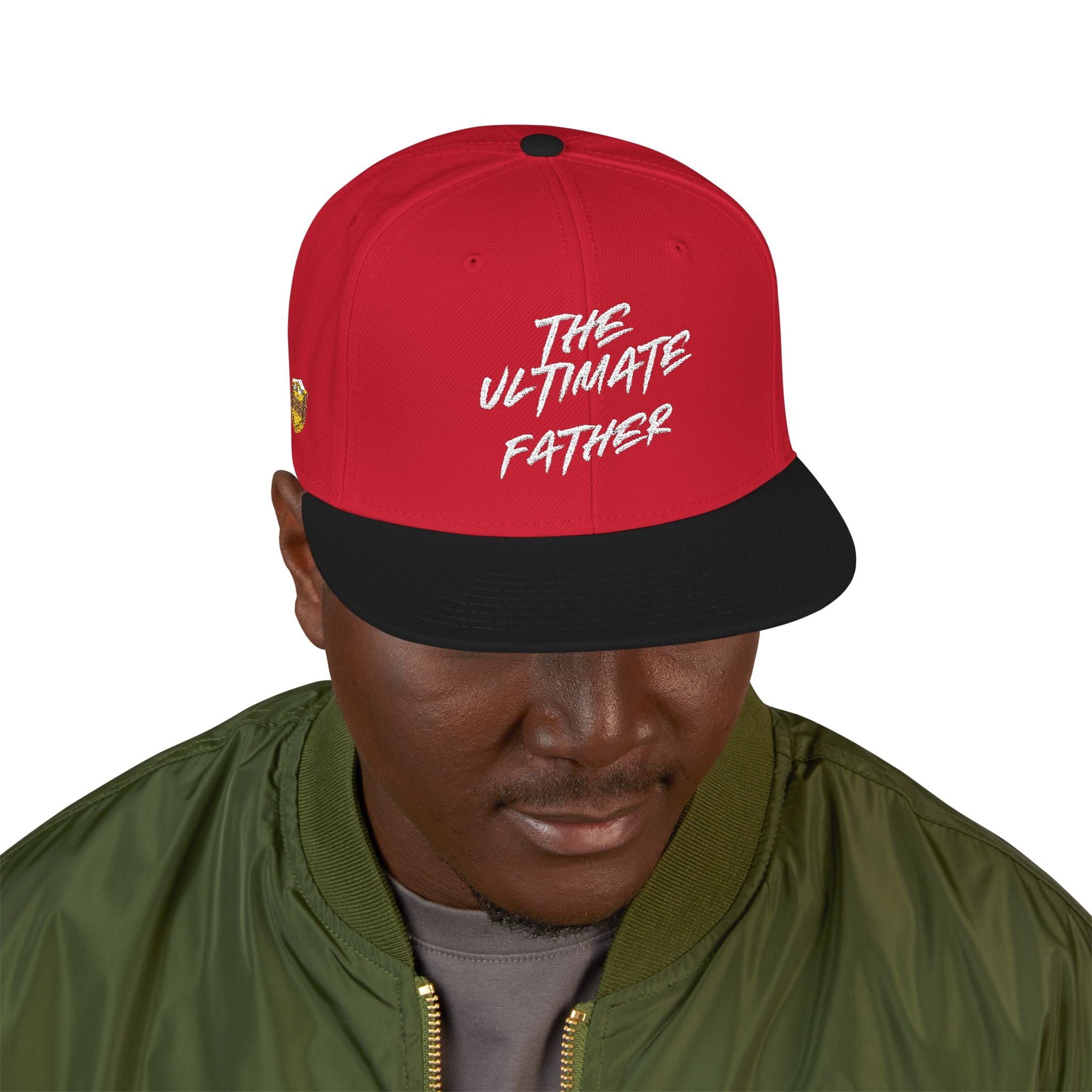 Snapback Hat — Embroidered “The Ultimate Father” Dad Cap with Gold Heart Accent