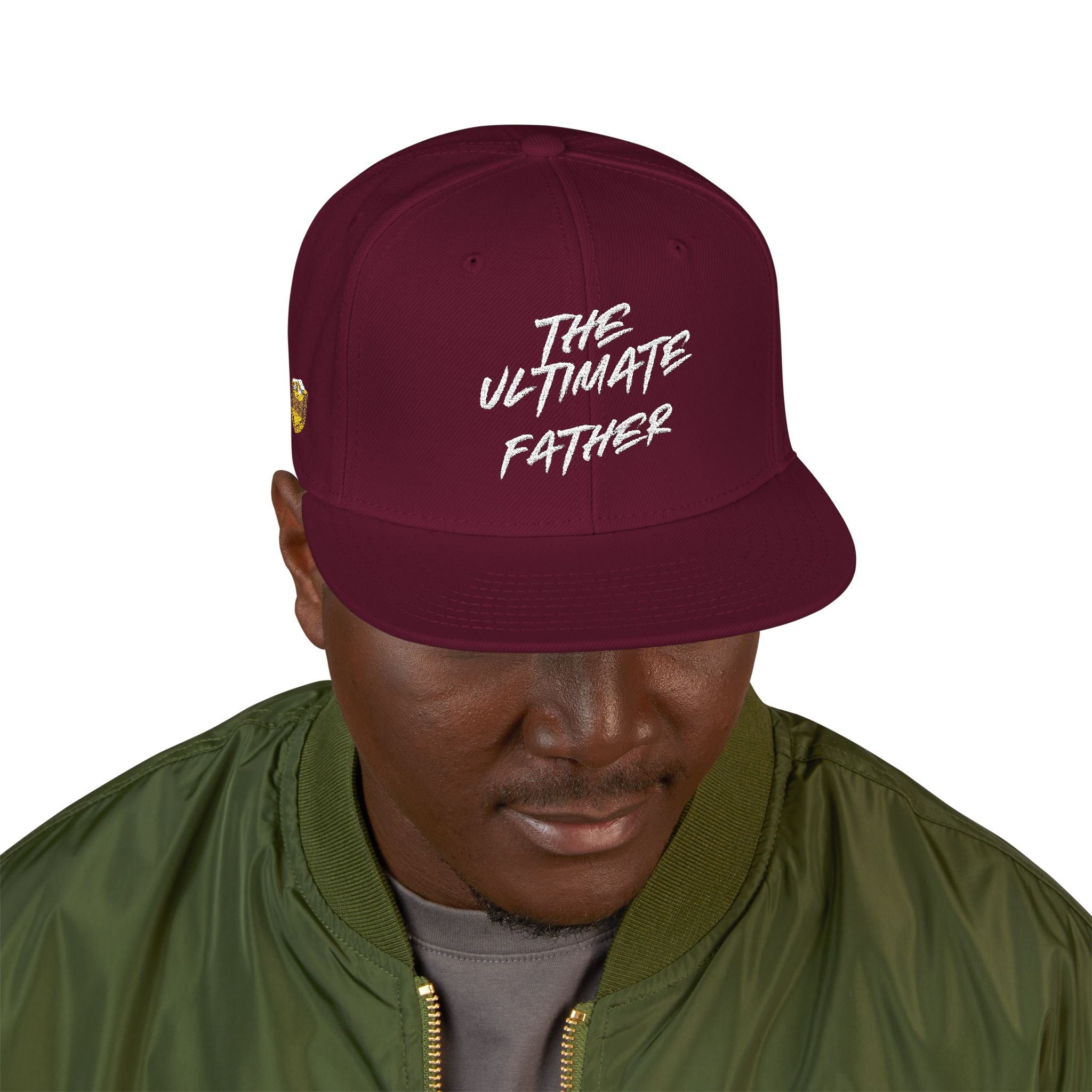 Snapback Hat — Embroidered “The Ultimate Father” Dad Cap with Gold Heart Accent
