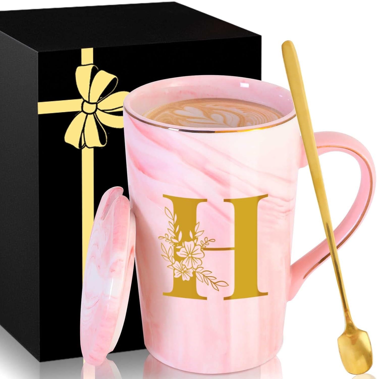 Personalized Ceramic Coffee Mug with Lid Tea Cup Mother Day Best Mama Mom Ever from Daughter Son Gifts Christmas Xmas Valentines Birthday Groom Bride Mother in Law Personalized Special Present,K