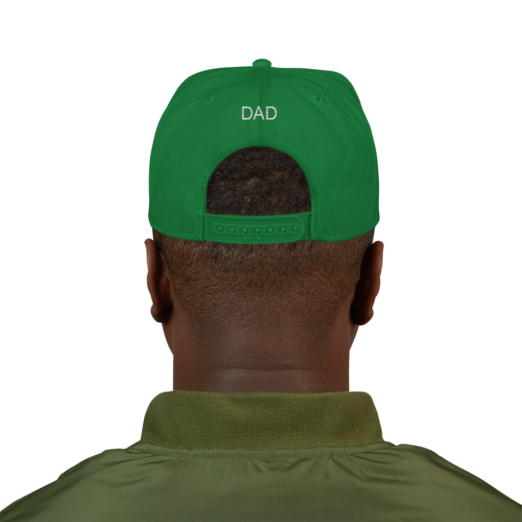 Green Snapback Hat — Embroidered “The Ultimate Father” Dad Cap with Gold Heart Accent