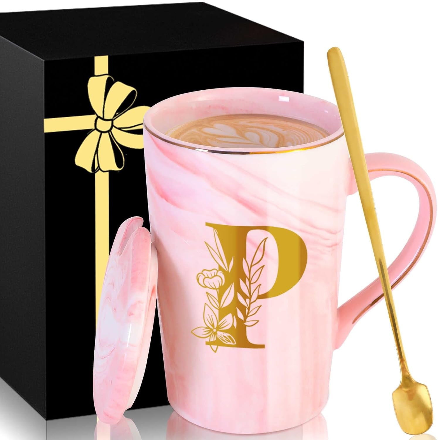 Personalized Ceramic Coffee Mug with Lid Tea Cup Mother Day Best Mama Mom Ever from Daughter Son Gifts Christmas Xmas Valentines Birthday Groom Bride Mother in Law Personalized Special Present,K