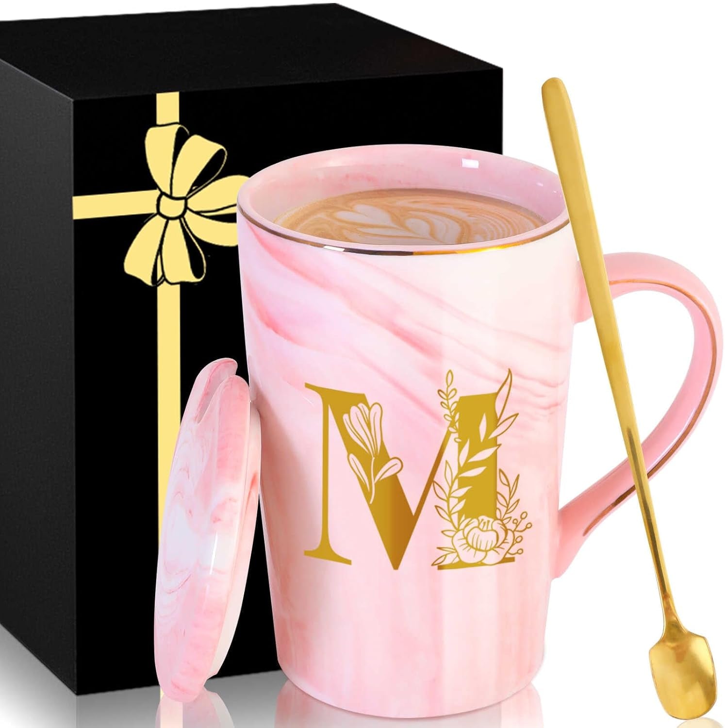 Personalized Ceramic Coffee Mug with Lid Tea Cup Mother Day Best Mama Mom Ever from Daughter Son Gifts Christmas Xmas Valentines Birthday Groom Bride Mother in Law Personalized Special Present,K