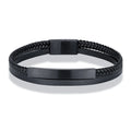 Men Women Punk SOS Custom Logo Name Engrave Text Adjustable Leather Bracelet Customize Stainless Steel ID Bracelet