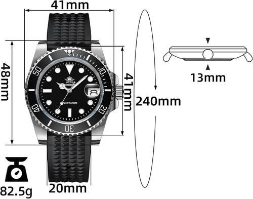 41 MM Mens Dive Watch Quartz Movement Watches for Men Easy to Read Dial 200 M Waterproof BGW9 Luminous Analog Orange/Red/Green/Black Gradient Dial