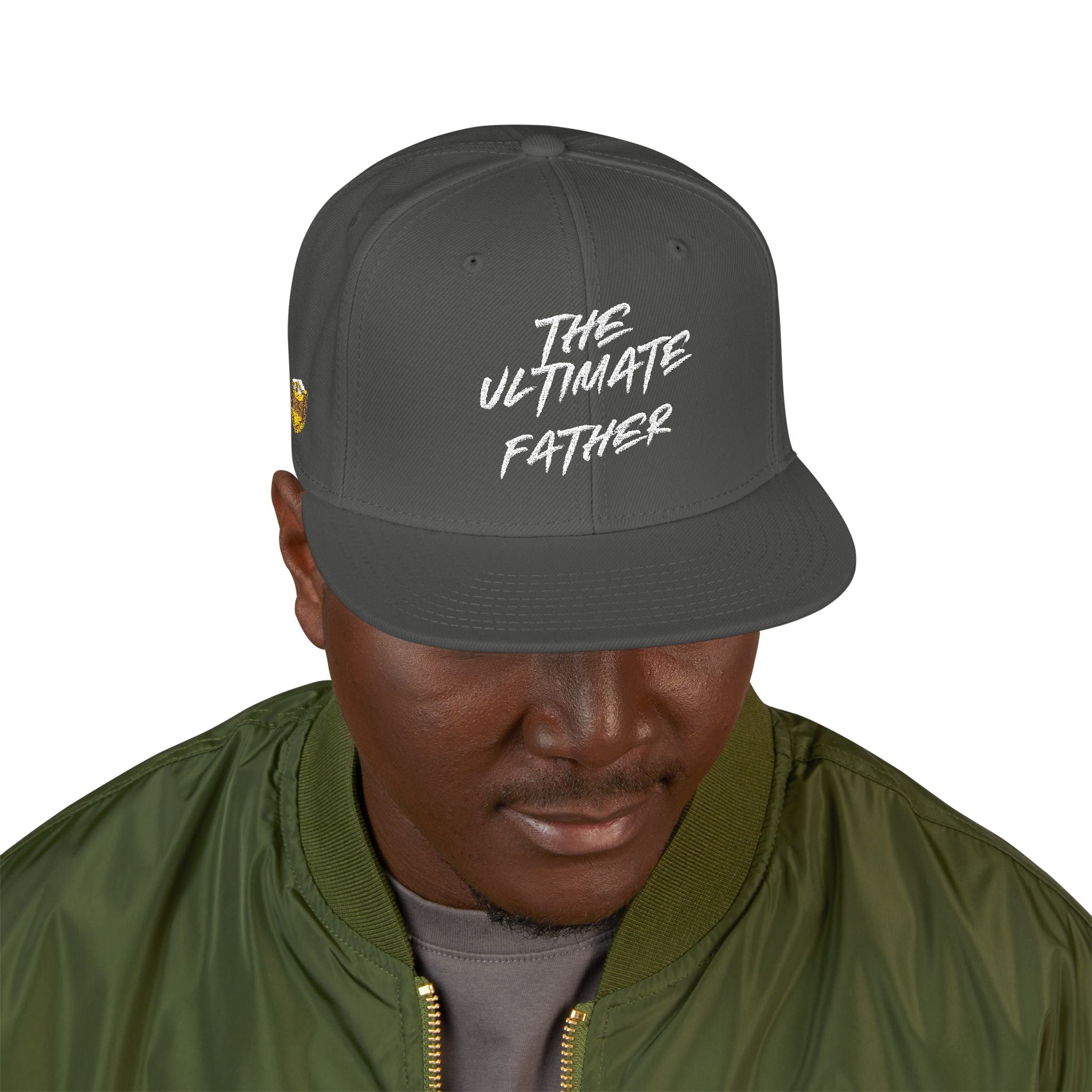 Snapback Hat — Embroidered “The Ultimate Father” Dad Cap with Gold Heart Accent