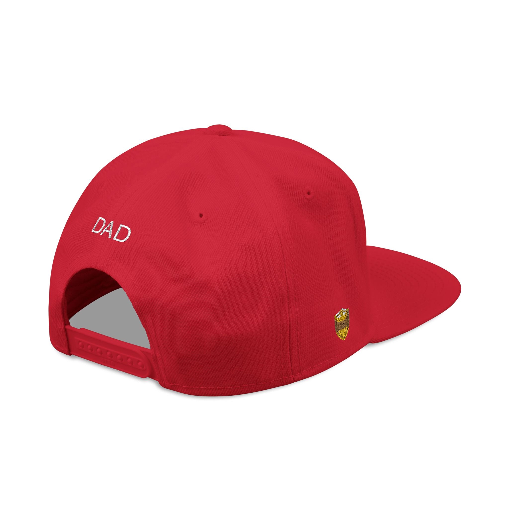 Red Snapback Hat — Embroidered “The Ultimate Father” Dad Cap with Gold Heart Accent