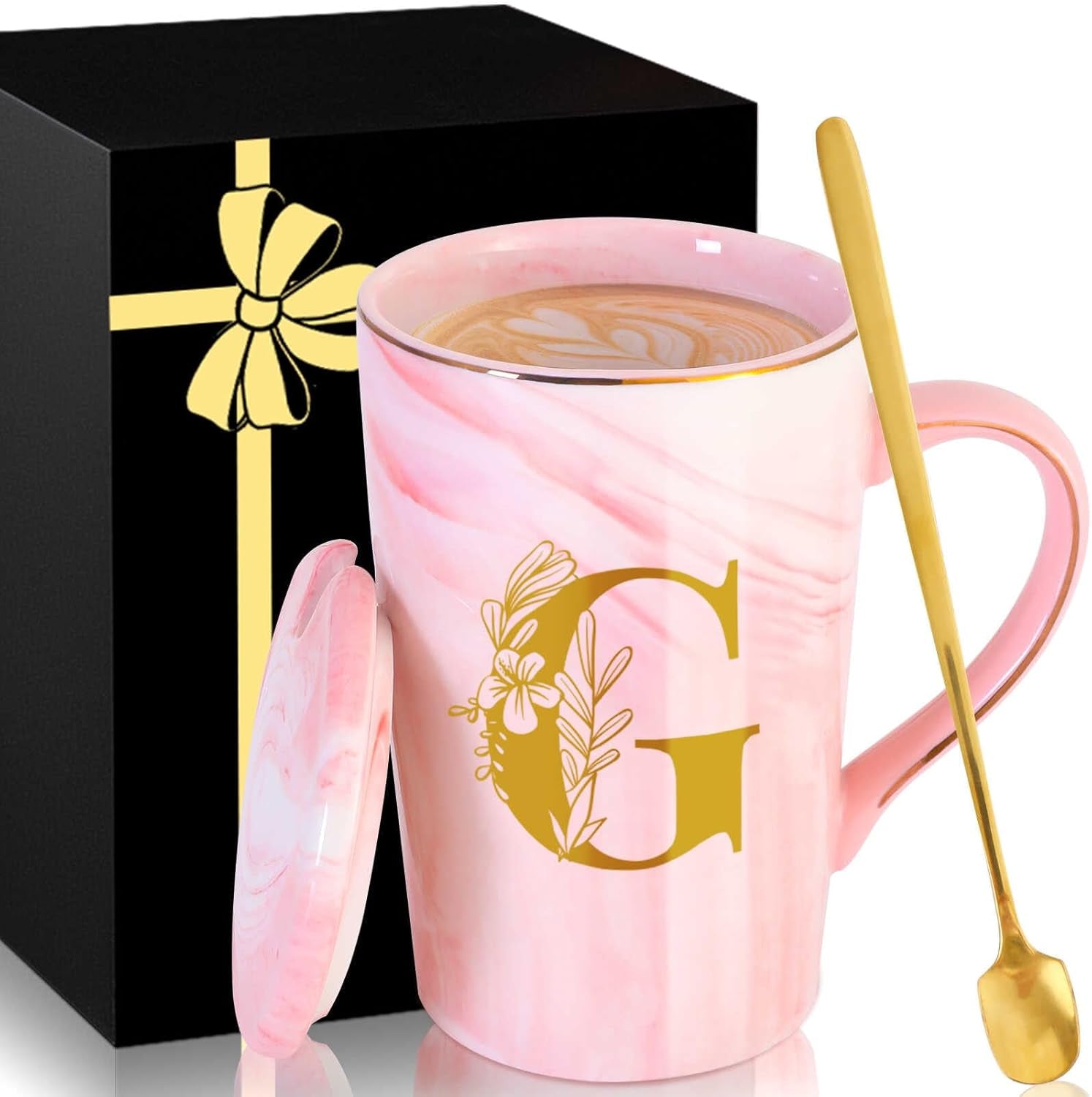 Personalized Ceramic Coffee Mug with Lid Tea Cup Mother Day Best Mama Mom Ever from Daughter Son Gifts Christmas Xmas Valentines Birthday Groom Bride Mother in Law Personalized Special Present,K