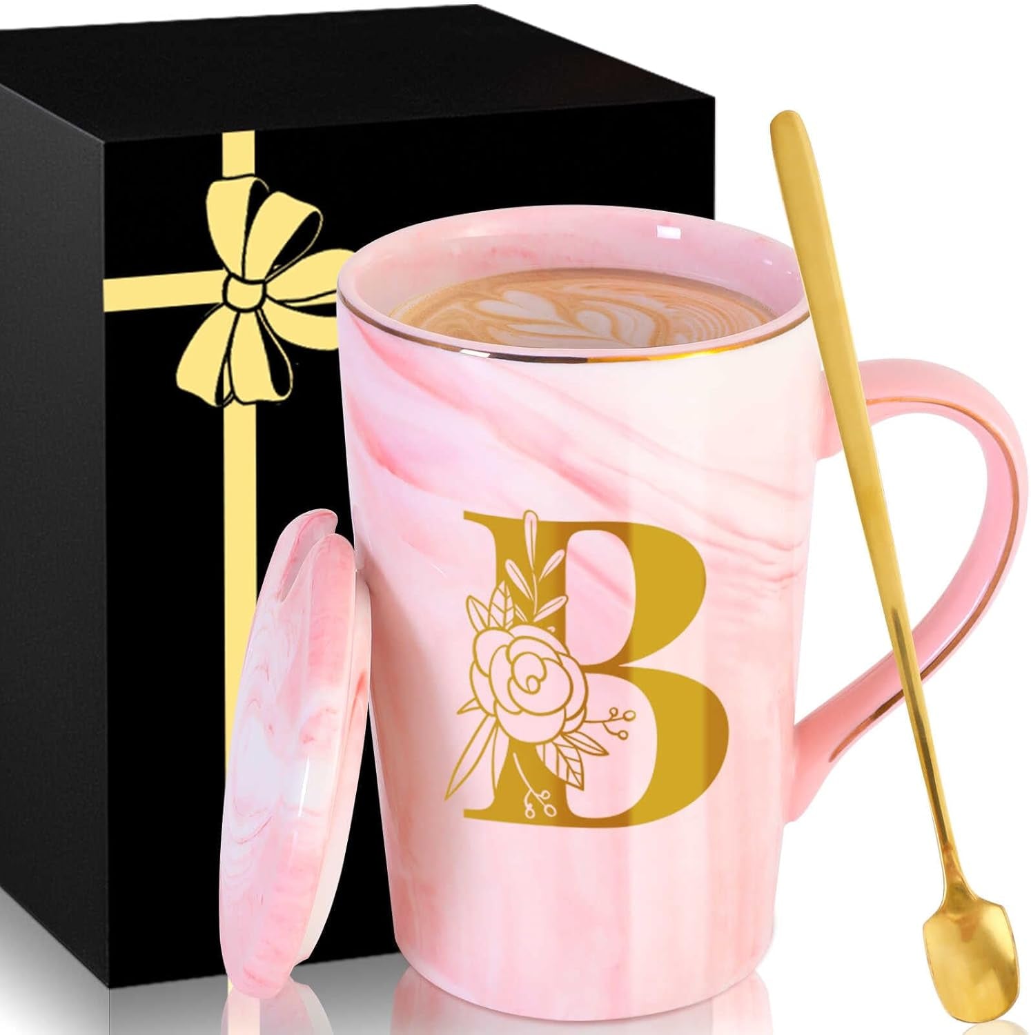 Personalized Ceramic Coffee Mug with Lid Tea Cup Mother Day Best Mama Mom Ever from Daughter Son Gifts Christmas Xmas Valentines Birthday Groom Bride Mother in Law Personalized Special Present,K