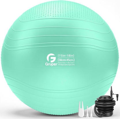 Bouncy Buddy Yoga Orb: Versatile Inflatable Seating for Stretching and Comfort, Available in Four Sizes with Included Pump and Flexibility Guide