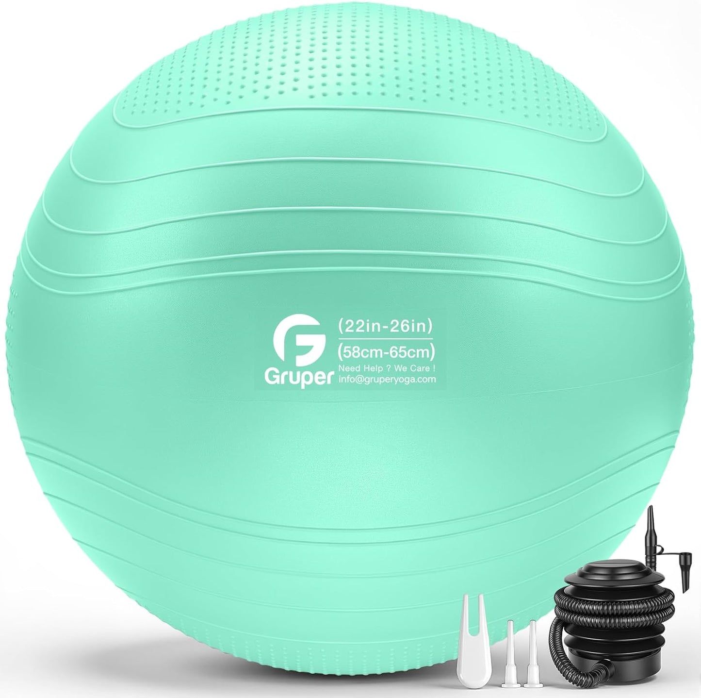 Bouncy Buddy Yoga Orb: Versatile Inflatable Seating for Stretching and Comfort, Available in Four Sizes with Included Pump and Flexibility Guide