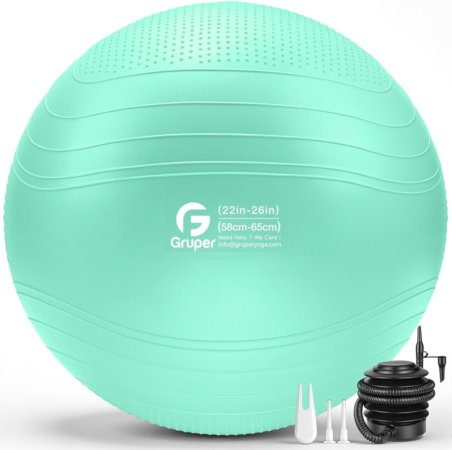 Bouncy Buddy Yoga Orb: Versatile Inflatable Seating for Stretching and Comfort, Available in Four Sizes with Included Pump and Flexibility Guide
