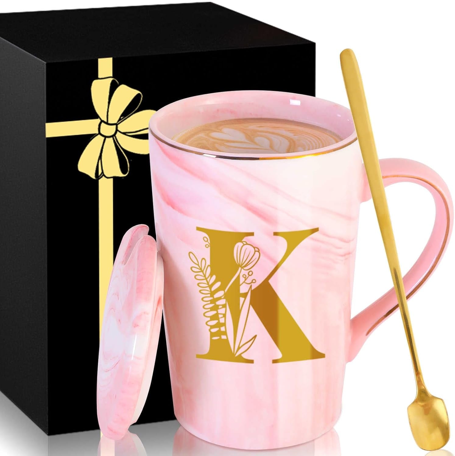 Personalized Ceramic Coffee Mug with Lid Tea Cup Mother Day Best Mama Mom Ever from Daughter Son Gifts Christmas Xmas Valentines Birthday Groom Bride Mother in Law Personalized Special Present,K