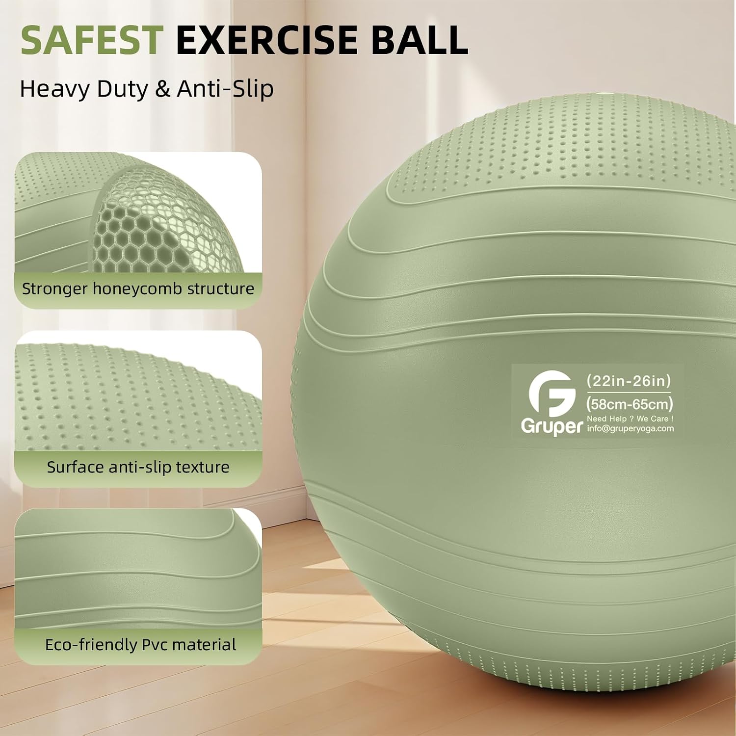 Bouncy Buddy Yoga Orb: Versatile Inflatable Seating for Stretching and Comfort, Available in Four Sizes with Included Pump and Flexibility Guide