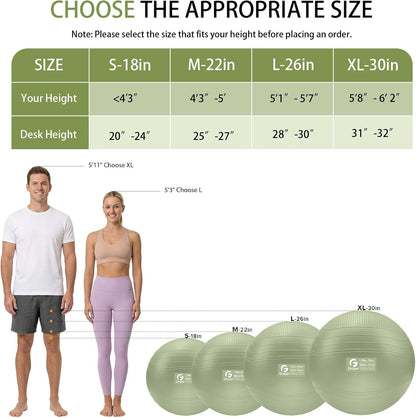 Bouncy Buddy Yoga Orb: Versatile Inflatable Seating for Stretching and Comfort, Available in Four Sizes with Included Pump and Flexibility Guide