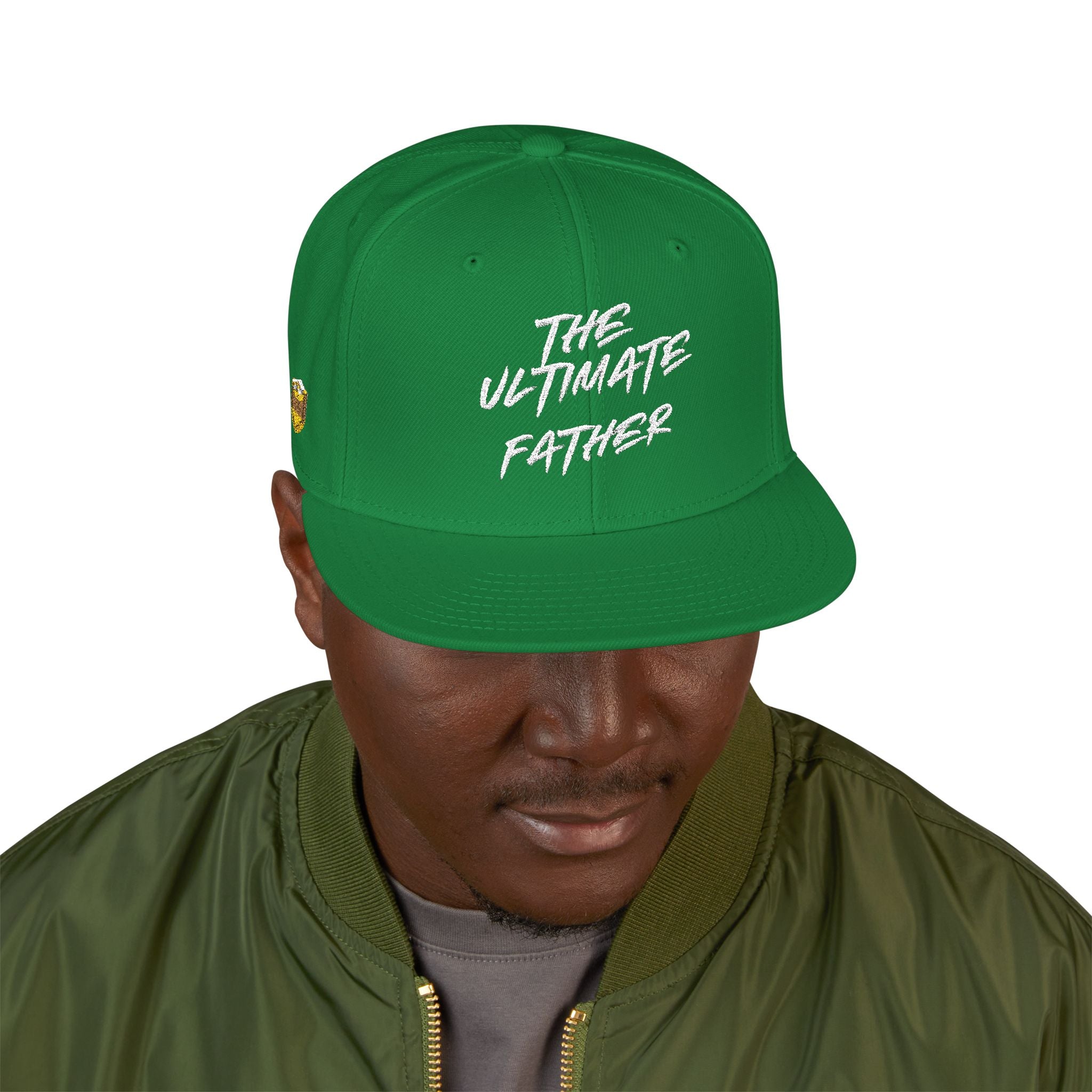 Snapback Hat — Embroidered “The Ultimate Father” Dad Cap with Gold Heart Accent