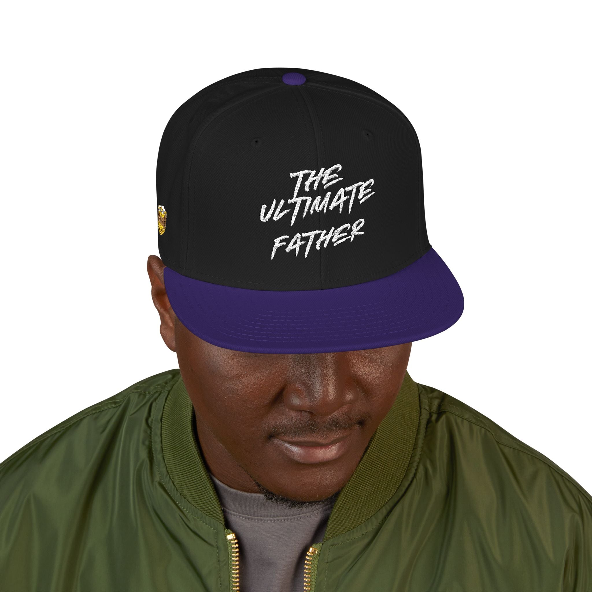 Snapback Hat — Embroidered “The Ultimate Father” Dad Cap with Gold Heart Accent