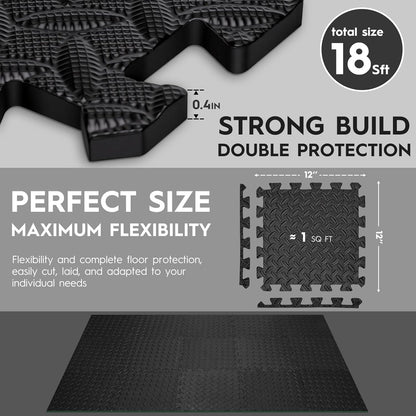 The Ultimate Puzzle for Grown-Ups: 18 Foam Tiles That Won't Disappear Under Your Couch, Perfect for Not Tripping Over Your Workout Gear!
