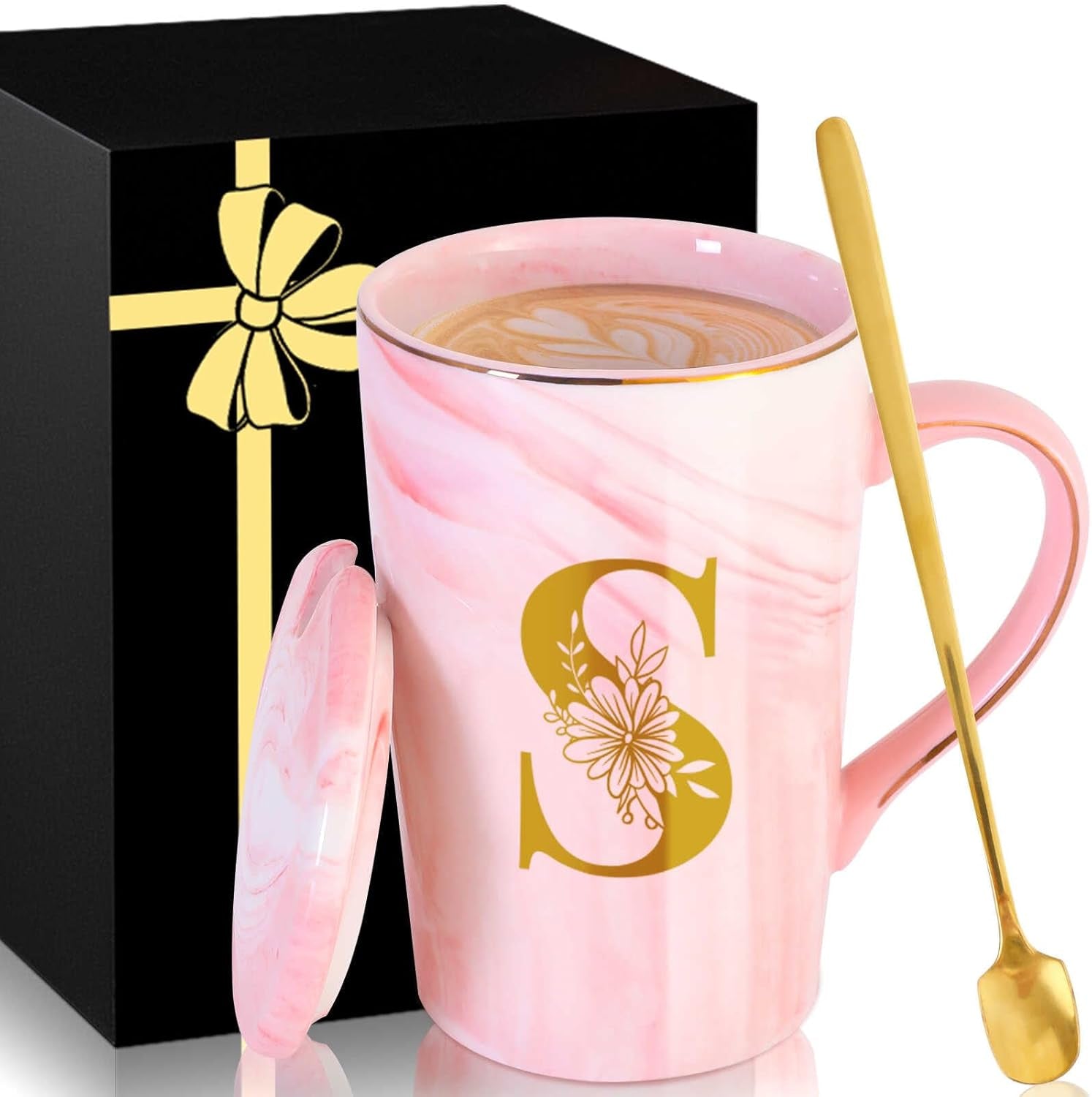 Personalized Ceramic Coffee Mug with Lid Tea Cup Mother Day Best Mama Mom Ever from Daughter Son Gifts Christmas Xmas Valentines Birthday Groom Bride Mother in Law Personalized Special Present,K