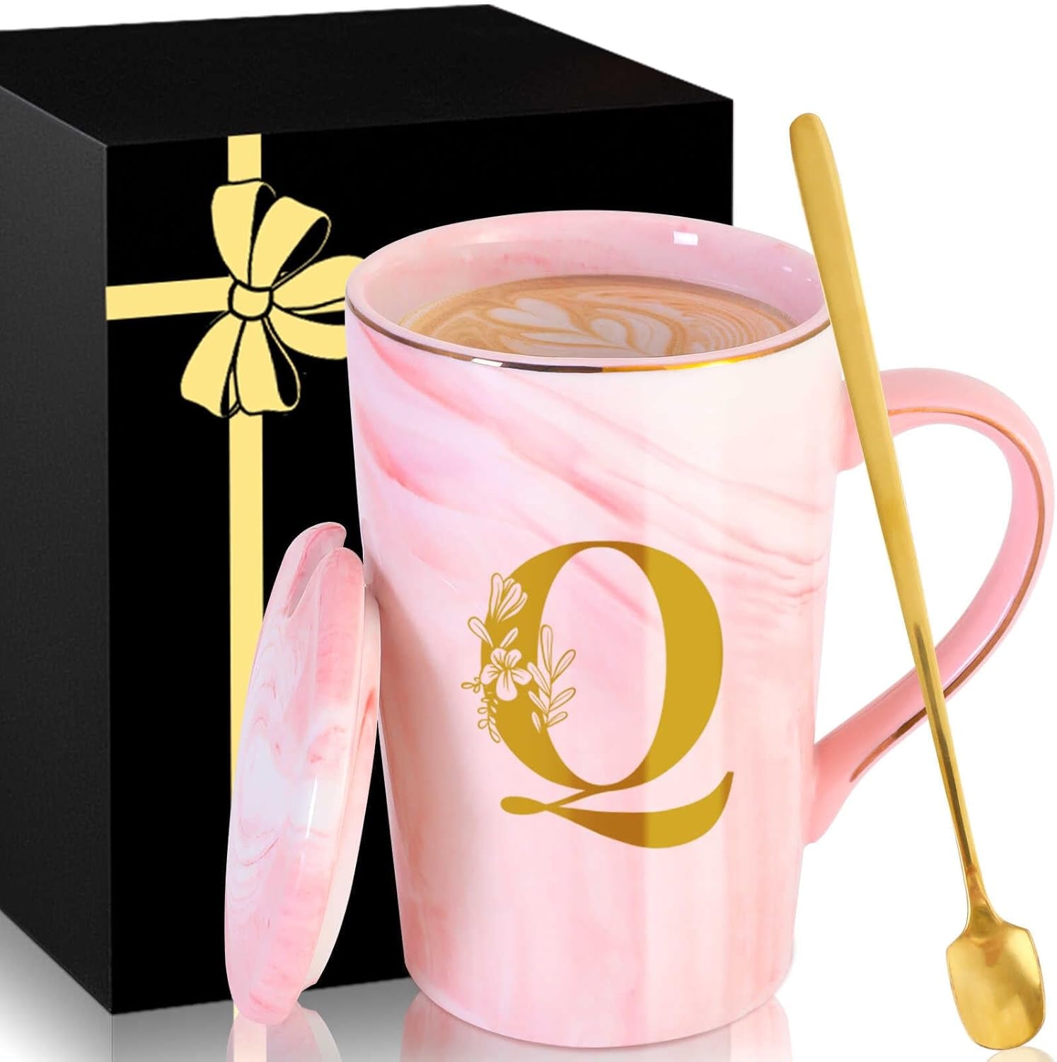 Personalized Ceramic Coffee Mug with Lid Tea Cup Mother Day Best Mama Mom Ever from Daughter Son Gifts Christmas Xmas Valentines Birthday Groom Bride Mother in Law Personalized Special Present,K