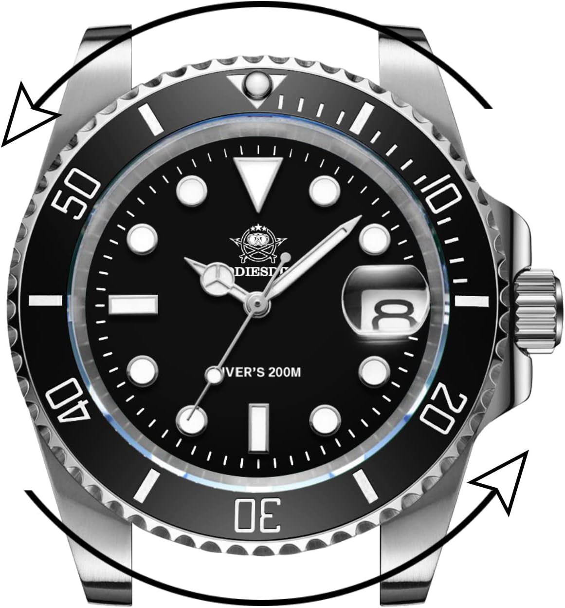 41 MM Mens Dive Watch Quartz Movement Watches for Men Easy to Read Dial 200 M Waterproof BGW9 Luminous Analog Orange/Red/Green/Black Gradient Dial