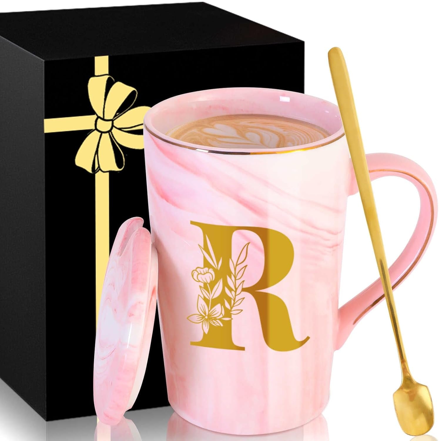 Personalized Ceramic Coffee Mug with Lid Tea Cup Mother Day Best Mama Mom Ever from Daughter Son Gifts Christmas Xmas Valentines Birthday Groom Bride Mother in Law Personalized Special Present,K