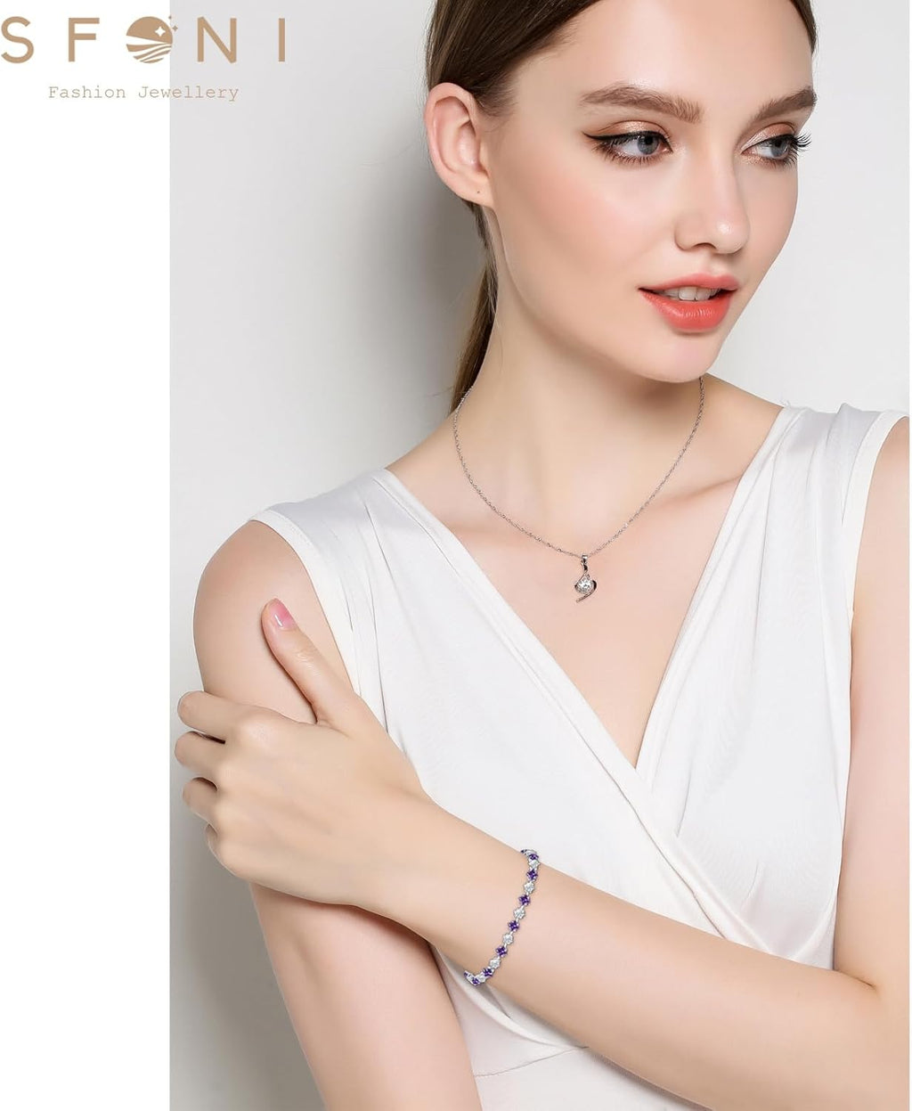 Elegant Birthstone Tennis Bracelet for Women in Silver with Cubic Zirconia, Adjustable Slider Design - Perfect Gift for Christmas, Birthdays, Anniversaries, and Friendship for Moms, Wives, and Girlfriends.