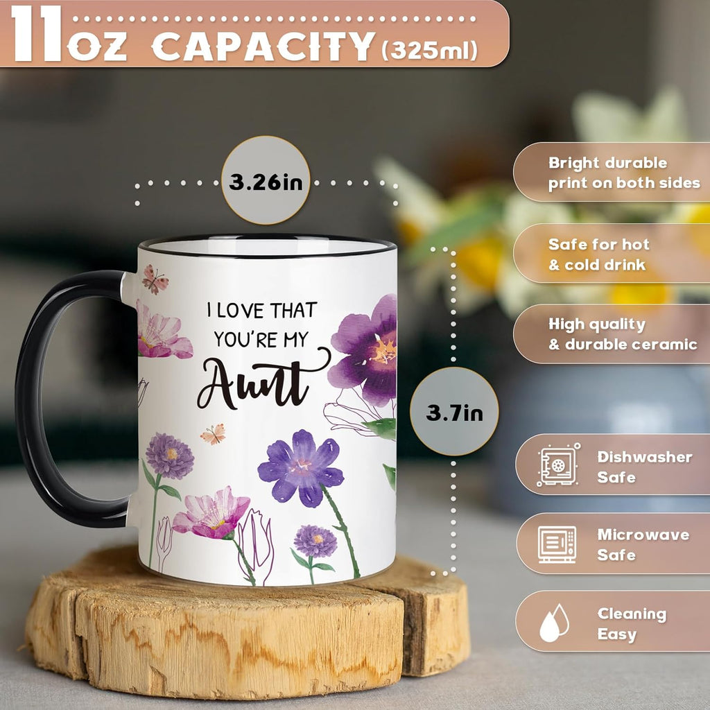 Aunt Gifts Mug 11Oz Aunt Birthday Gifts from Niece Nephew, Auntie Gift Ideas, Christian Positive Energy Inspirational Mothers Day Gift for Aunts, Auntie Coffee Tea Cup Microwave & Dishwasher Safe