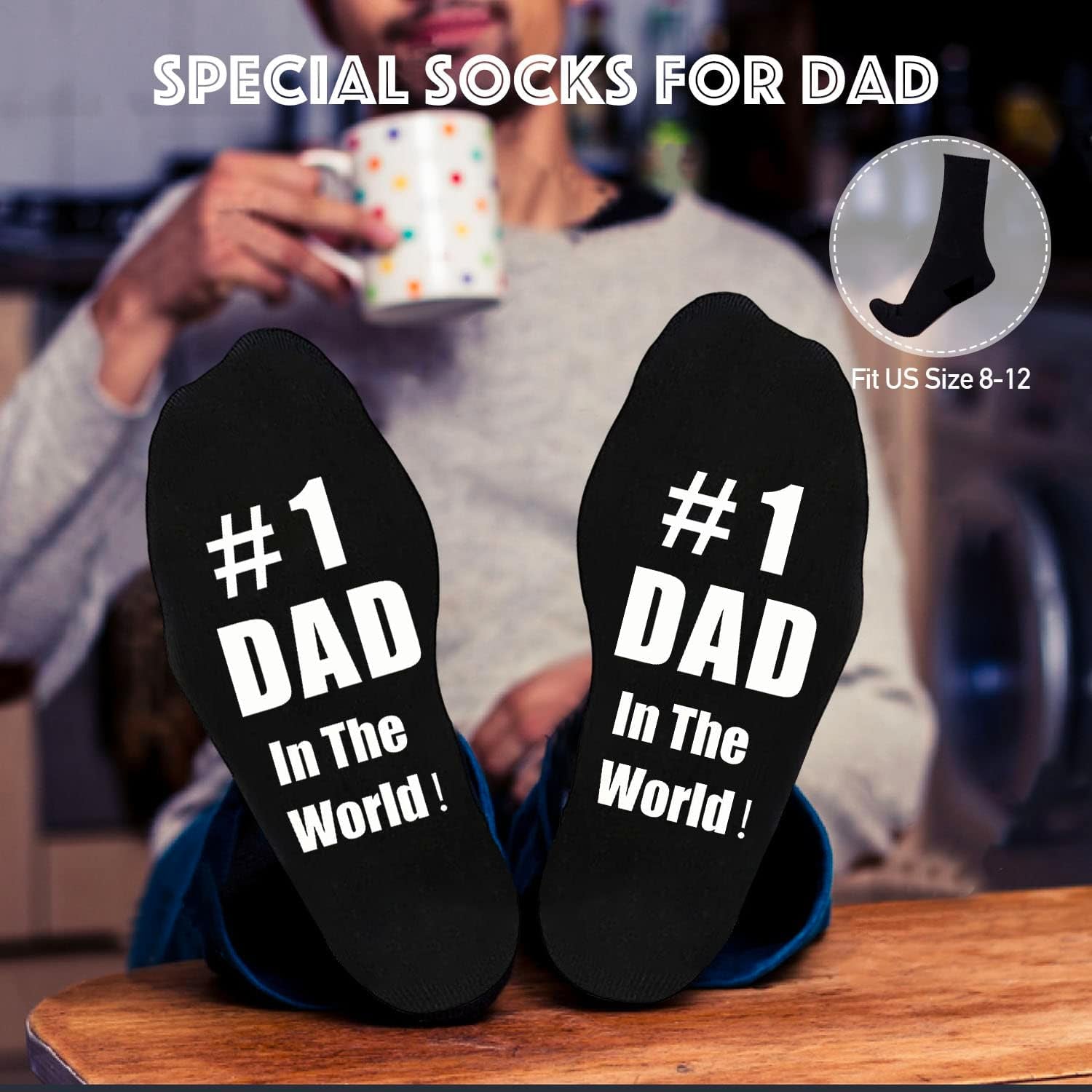 Dad Gifts, 8PCS Fathers Day Gift Includes 20Oz Tumbler with Lid Straw Brush Socks Bracelet Key Chain Thanks Card Gift Box, Best Dad Ever Gifts from Daughter Son Kids for Christmas Birthday