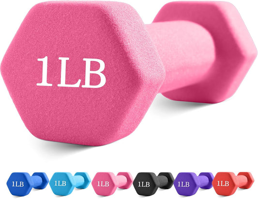 Weights Dumbbells with Neoprene Coating（Single）, 1LB-3LB Anti-Roll, Anti-Slip, Hexagonal Home Fitness Equipment for Shoulder, Neck, and Hand Training for Seniors over 55 Old