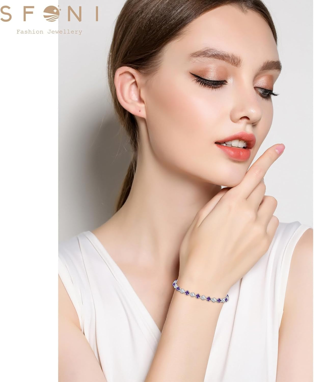 Elegant Birthstone Tennis Bracelet for Women in Silver with Cubic Zirconia, Adjustable Slider Design - Perfect Gift for Christmas, Birthdays, Anniversaries, and Friendship for Moms, Wives, and Girlfriends.