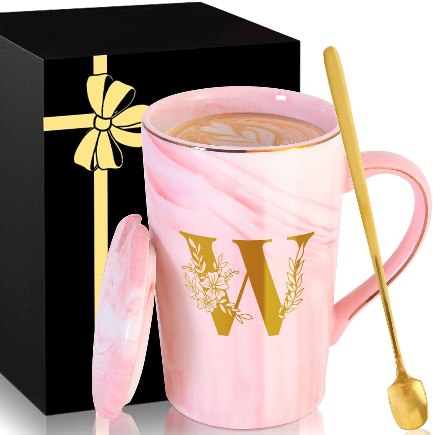 Personalized Ceramic Coffee Mug with Lid Tea Cup Mother Day Best Mama Mom Ever from Daughter Son Gifts Christmas Xmas Valentines Birthday Groom Bride Mother in Law Personalized Special Present,K