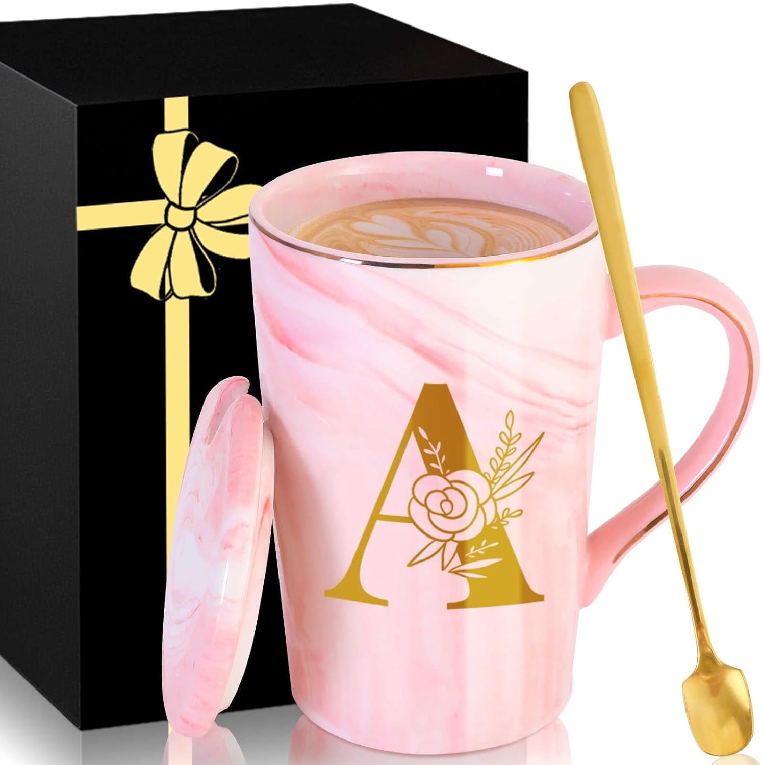 Personalized Ceramic Coffee Mug with Lid Tea Cup Mother Day Best Mama Mom Ever from Daughter Son Gifts Christmas Xmas Valentines Birthday Groom Bride Mother in Law Personalized Special Present,K