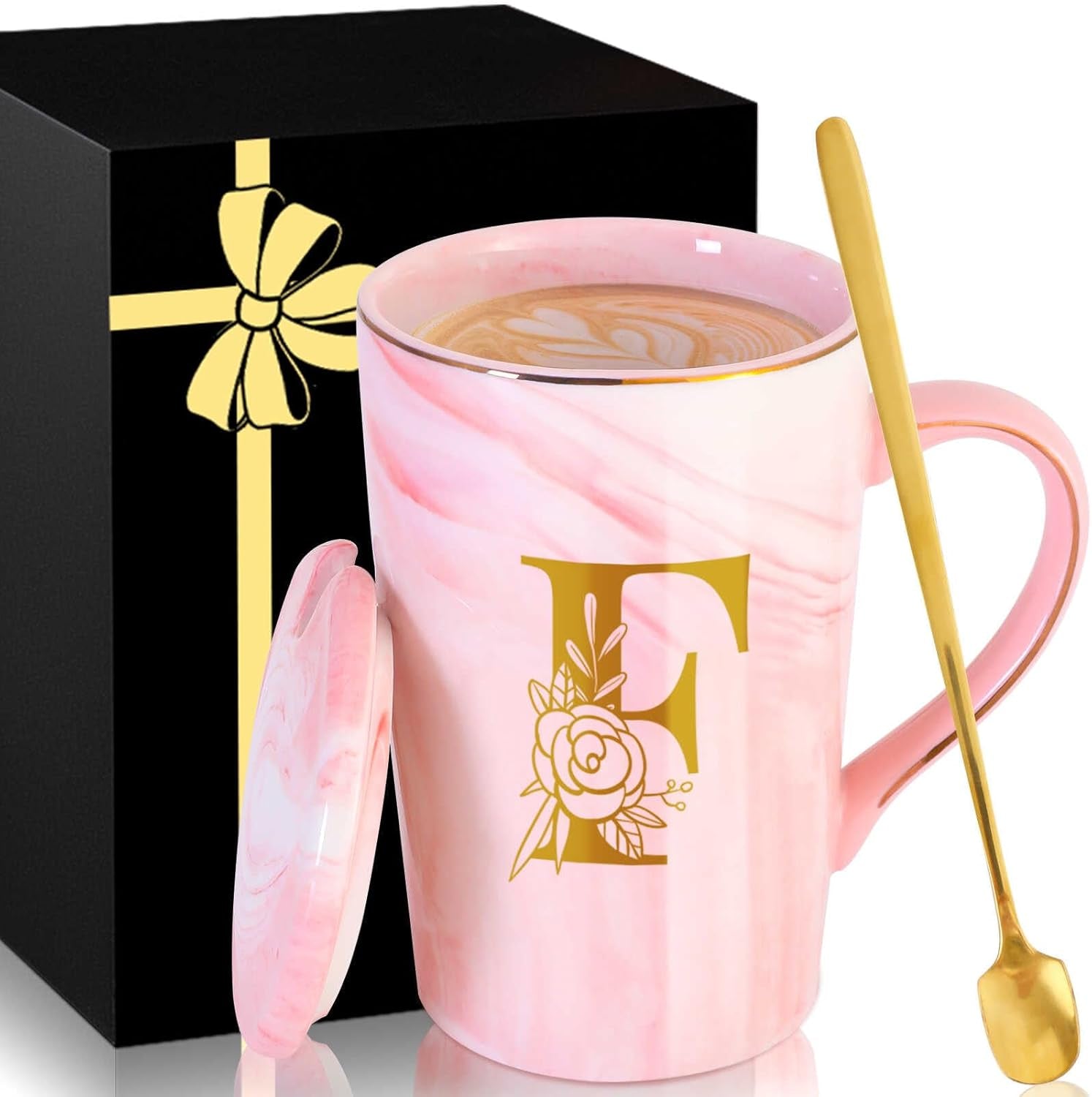 Personalized Ceramic Coffee Mug with Lid Tea Cup Mother Day Best Mama Mom Ever from Daughter Son Gifts Christmas Xmas Valentines Birthday Groom Bride Mother in Law Personalized Special Present,K