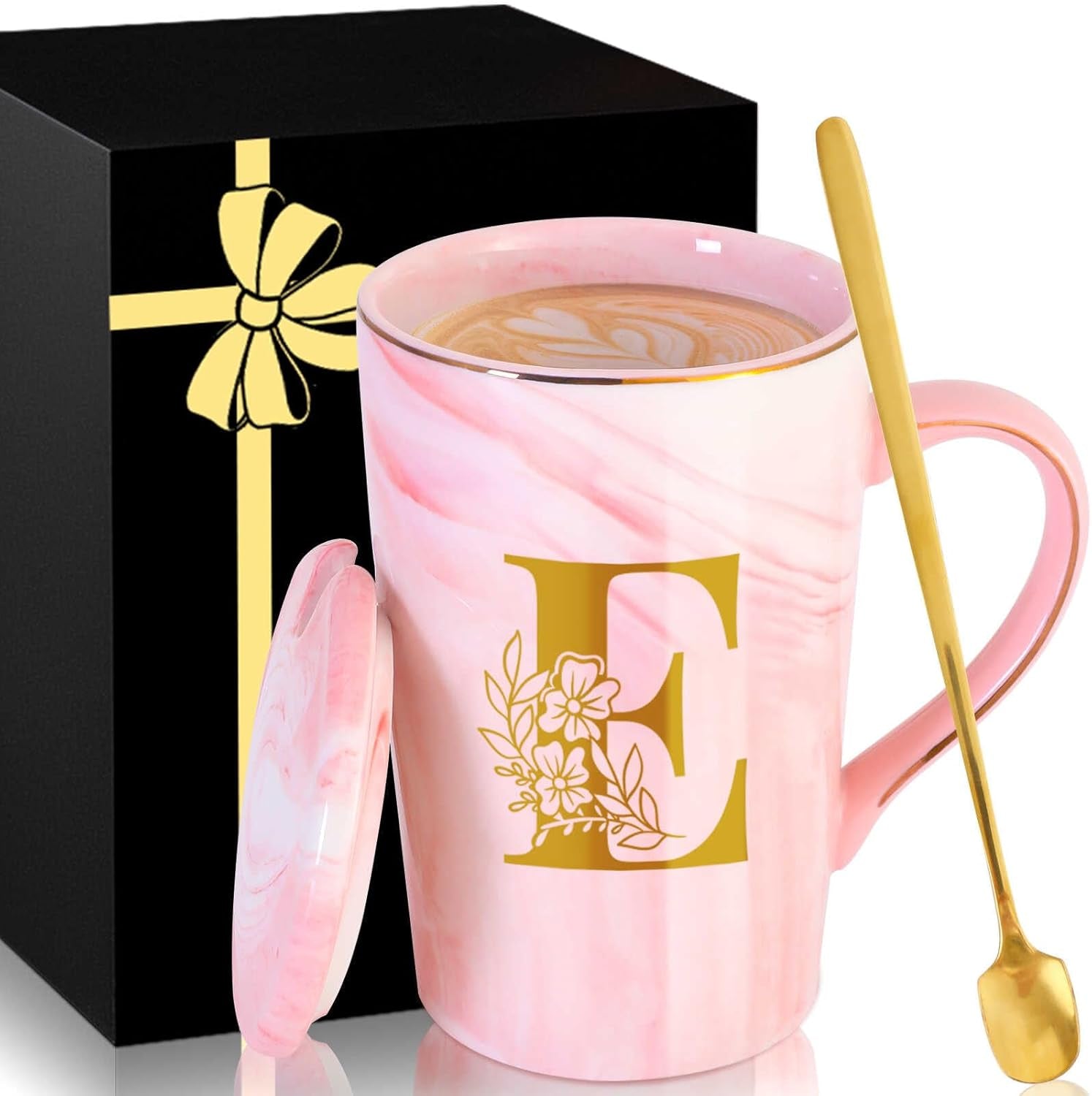 Personalized Ceramic Coffee Mug with Lid Tea Cup Mother Day Best Mama Mom Ever from Daughter Son Gifts Christmas Xmas Valentines Birthday Groom Bride Mother in Law Personalized Special Present,K