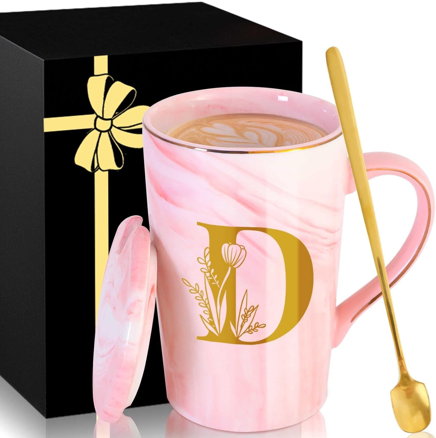 Personalized Ceramic Coffee Mug with Lid Tea Cup Mother Day Best Mama Mom Ever from Daughter Son Gifts Christmas Xmas Valentines Birthday Groom Bride Mother in Law Personalized Special Present,K
