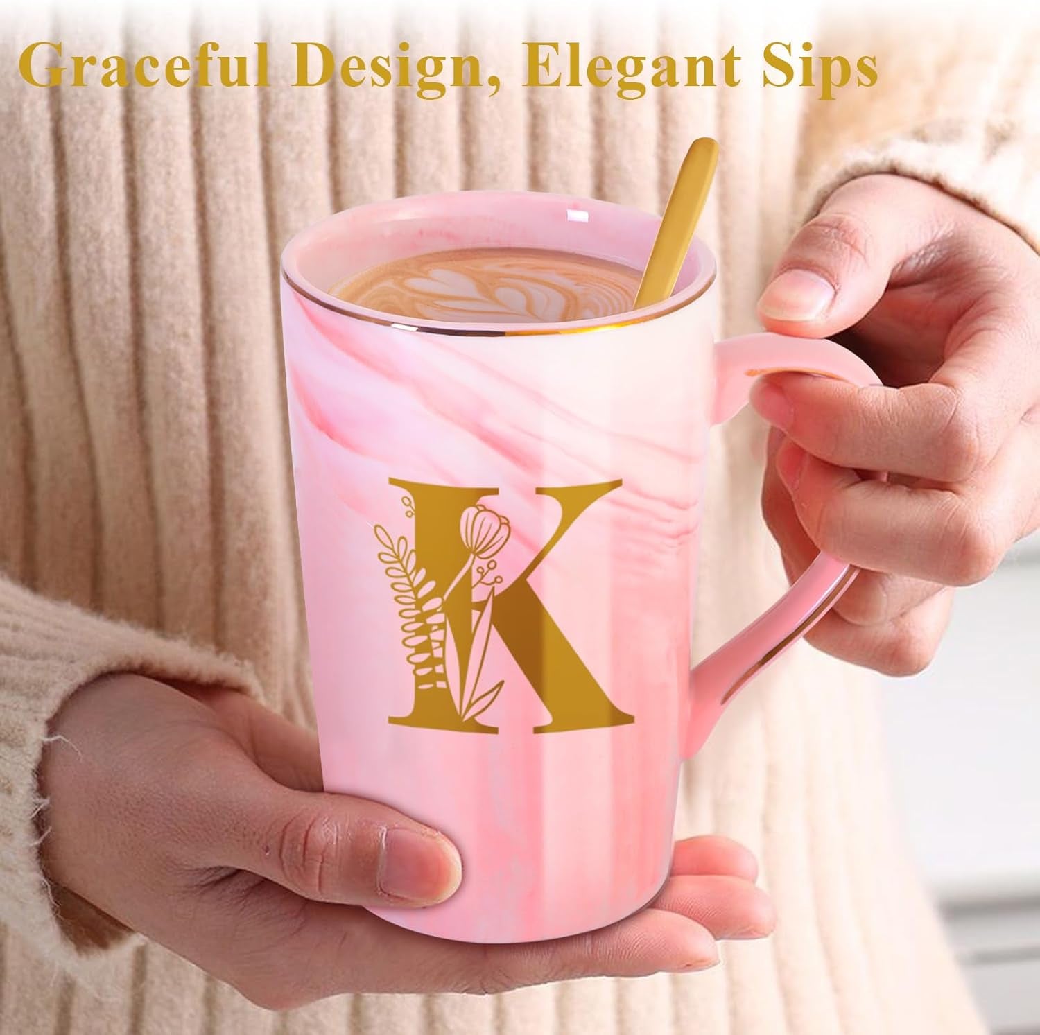 Personalized Ceramic Coffee Mug with Lid Tea Cup Mother Day Best Mama Mom Ever from Daughter Son Gifts Christmas Xmas Valentines Birthday Groom Bride Mother in Law Personalized Special Present,K