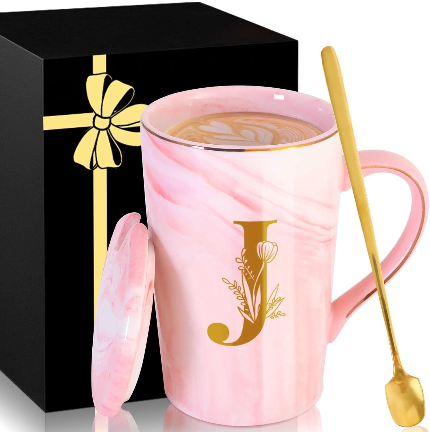 Personalized Ceramic Coffee Mug with Lid Tea Cup Mother Day Best Mama Mom Ever from Daughter Son Gifts Christmas Xmas Valentines Birthday Groom Bride Mother in Law Personalized Special Present,K